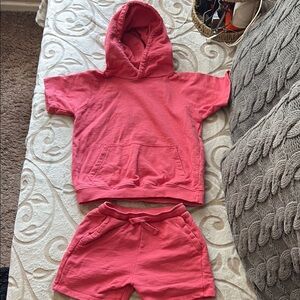 Pink Hoodie and Shorts Set